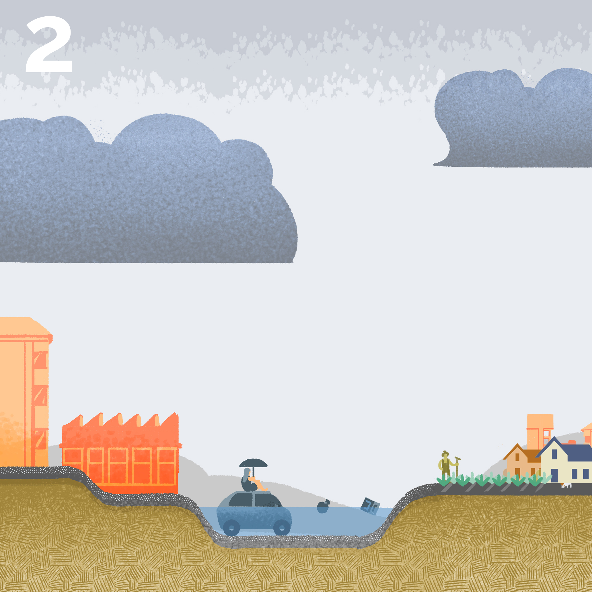 Ilustração mitigação de inundações
